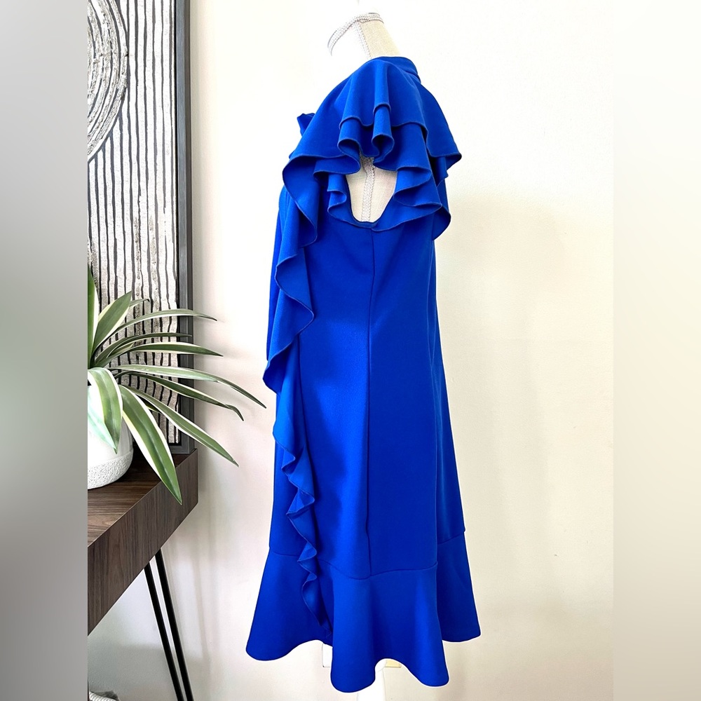 Blue Ruffle Front Dress - Picture 3 of 9
